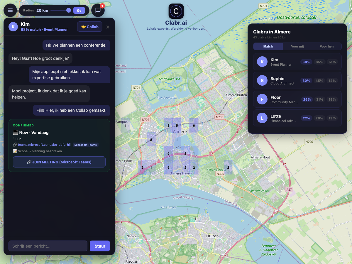 Clabr kaart Almere — lokale experts in de buurt
