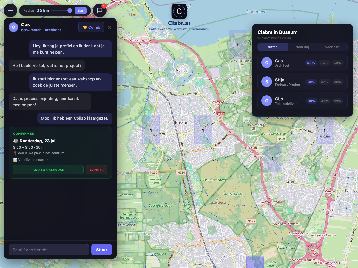 Clabr kaart Bussum — lokale experts in de buurt