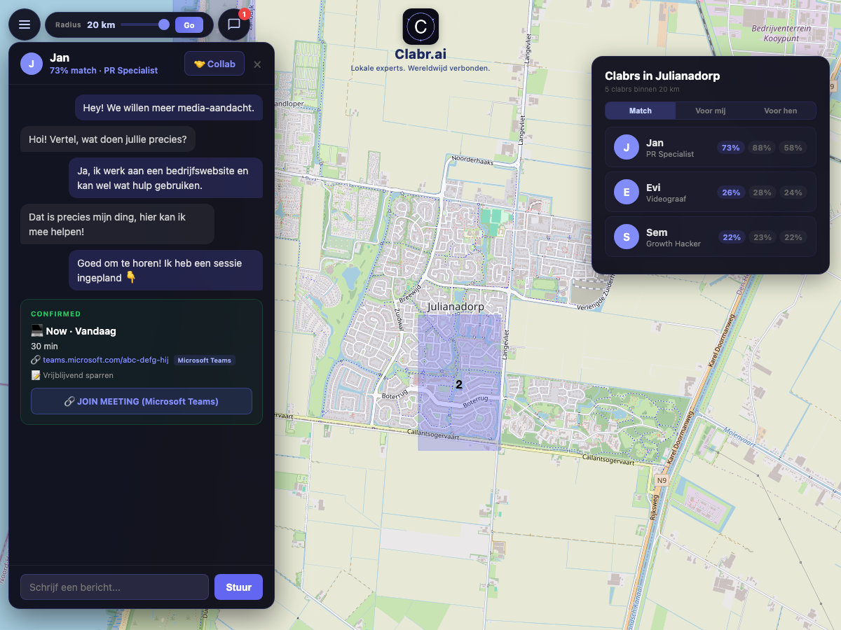 Clabr kaart Julianadorp — lokale experts in de buurt