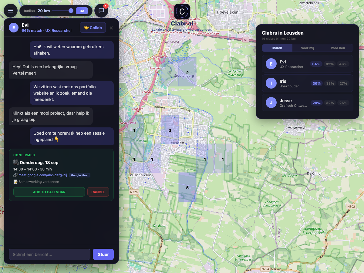 Clabr kaart Leusden — lokale experts in de buurt